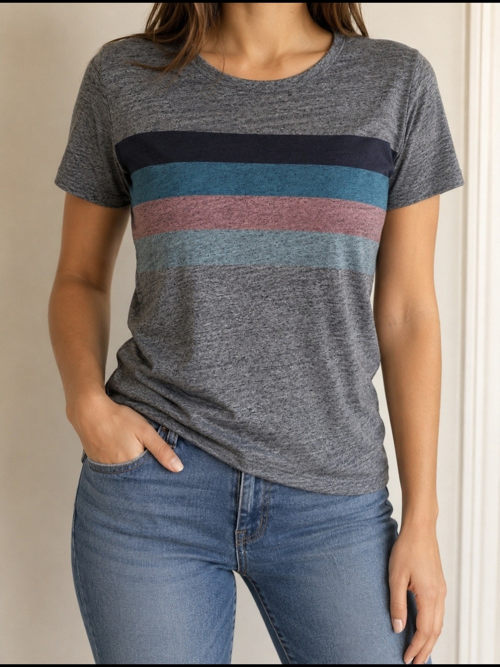 Old Navy Softesr Tee Women's XL Colorful Stripes